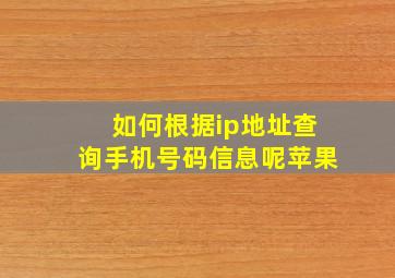 如何根据ip地址查询手机号码信息呢苹果