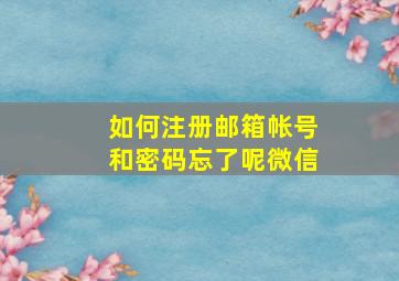 如何注册邮箱帐号和密码忘了呢微信