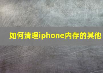 如何清理iphone内存的其他