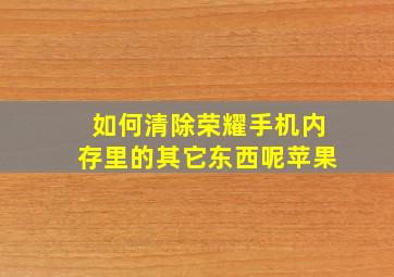 如何清除荣耀手机内存里的其它东西呢苹果