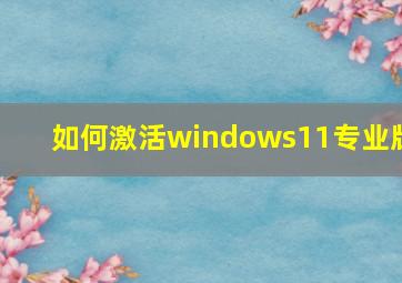 如何激活windows11专业版