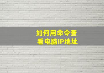 如何用命令查看电脑IP地址