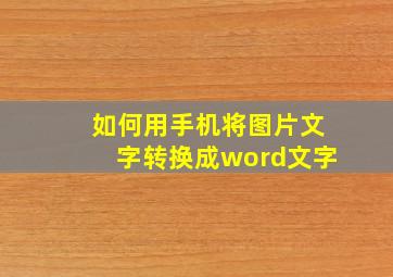 如何用手机将图片文字转换成word文字