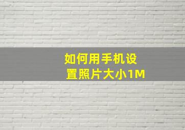 如何用手机设置照片大小1M