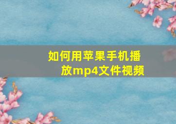 如何用苹果手机播放mp4文件视频