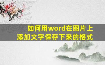 如何用word在图片上添加文字保存下来的格式