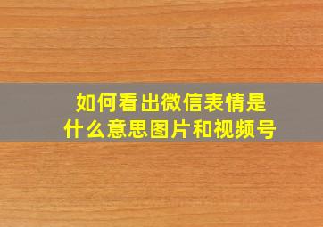 如何看出微信表情是什么意思图片和视频号