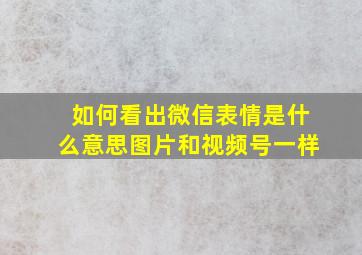 如何看出微信表情是什么意思图片和视频号一样