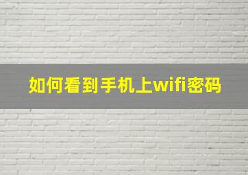 如何看到手机上wifi密码