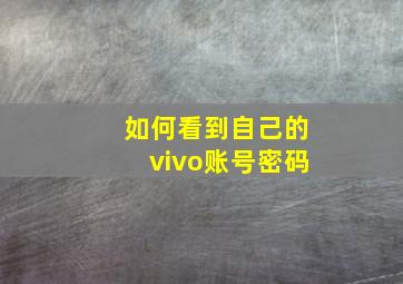 如何看到自己的vivo账号密码