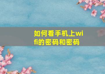 如何看手机上wifi的密码和密码