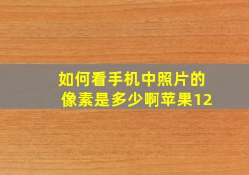 如何看手机中照片的像素是多少啊苹果12