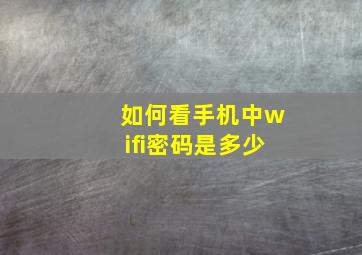 如何看手机中wifi密码是多少