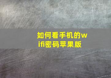 如何看手机的wifi密码苹果版