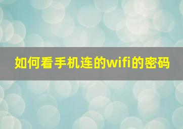 如何看手机连的wifi的密码