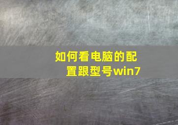 如何看电脑的配置跟型号win7