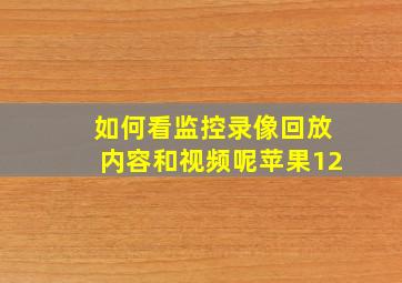 如何看监控录像回放内容和视频呢苹果12