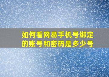 如何看网易手机号绑定的账号和密码是多少号