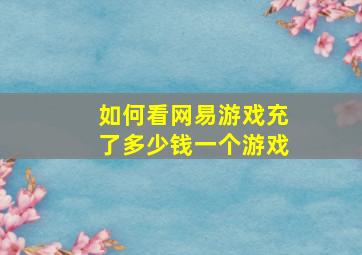 如何看网易游戏充了多少钱一个游戏