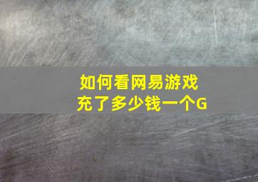 如何看网易游戏充了多少钱一个G