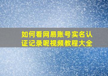 如何看网易账号实名认证记录呢视频教程大全