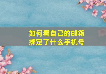 如何看自己的邮箱绑定了什么手机号