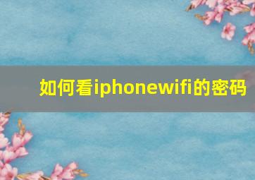 如何看iphonewifi的密码