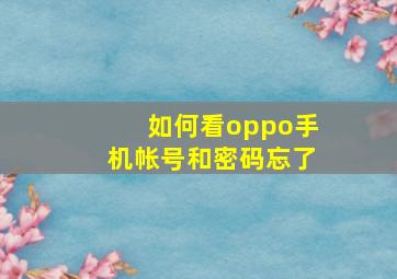 如何看oppo手机帐号和密码忘了