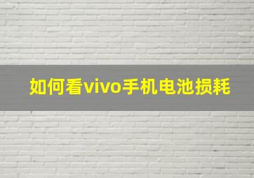 如何看vivo手机电池损耗