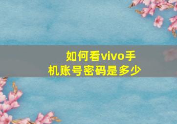 如何看vivo手机账号密码是多少