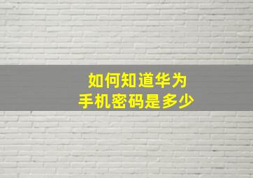 如何知道华为手机密码是多少