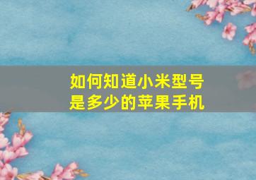 如何知道小米型号是多少的苹果手机