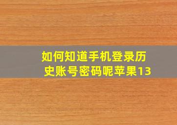 如何知道手机登录历史账号密码呢苹果13