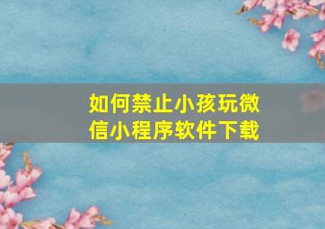 如何禁止小孩玩微信小程序软件下载