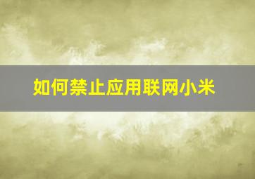 如何禁止应用联网小米