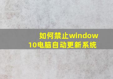 如何禁止window 10电脑自动更新系统