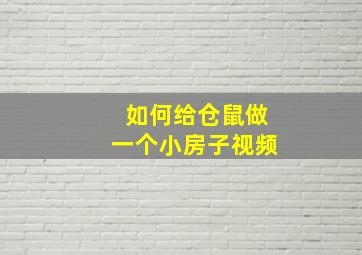 如何给仓鼠做一个小房子视频