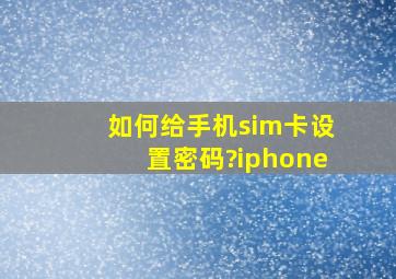 如何给手机sim卡设置密码?iphone