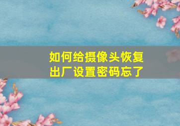 如何给摄像头恢复出厂设置密码忘了