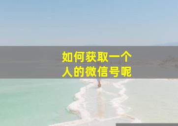 如何获取一个人的微信号呢