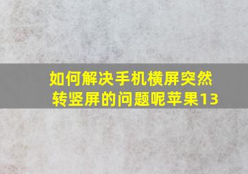 如何解决手机横屏突然转竖屏的问题呢苹果13