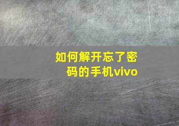 如何解开忘了密码的手机vivo