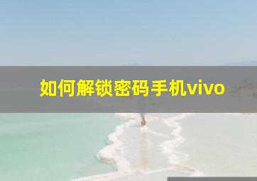 如何解锁密码手机vivo