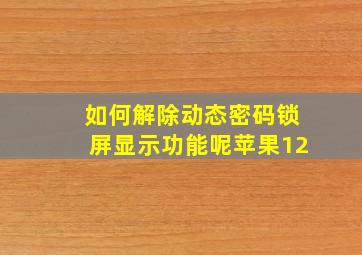 如何解除动态密码锁屏显示功能呢苹果12