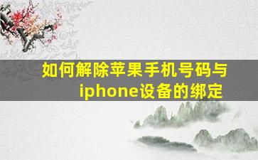 如何解除苹果手机号码与iphone设备的绑定