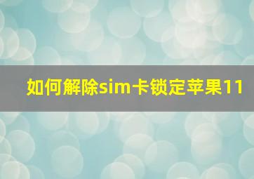 如何解除sim卡锁定苹果11