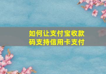 如何让支付宝收款码支持信用卡支付