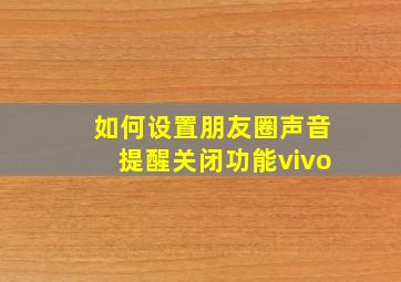 如何设置朋友圈声音提醒关闭功能vivo