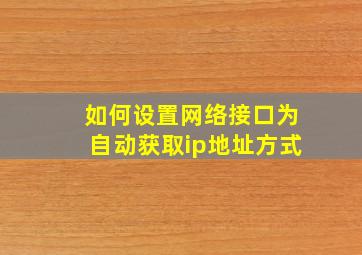 如何设置网络接口为自动获取ip地址方式