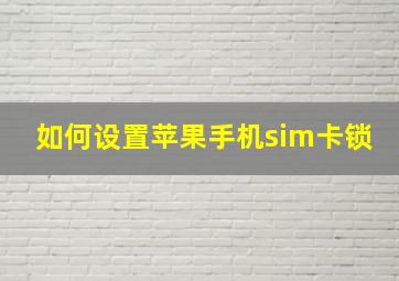 如何设置苹果手机sim卡锁